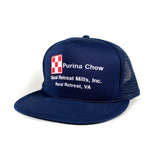 Vintage 80's Purina Chow Rural Retreat Virginia Navy Blue Trucker Hat