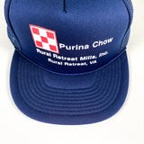 Vintage 80's Purina Chow Rural Retreat Virginia Navy Blue Trucker Hat