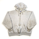 Vintage 90's Plain Gray Russell Athletic Full Zip Blank Hoodie Sweatshirt