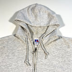 Vintage 90's Plain Gray Russell Athletic Full Zip Blank Hoodie Sweatshirt