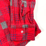 Vintage 70's Red Grey Bud Berma Plaid Flannel Button Down Shirt
