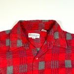 Vintage 70's Red Grey Bud Berma Plaid Flannel Button Down Shirt