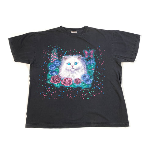 Vintage 90's Cat Garden Hearts Black Thunder Sportswear T-Shirt