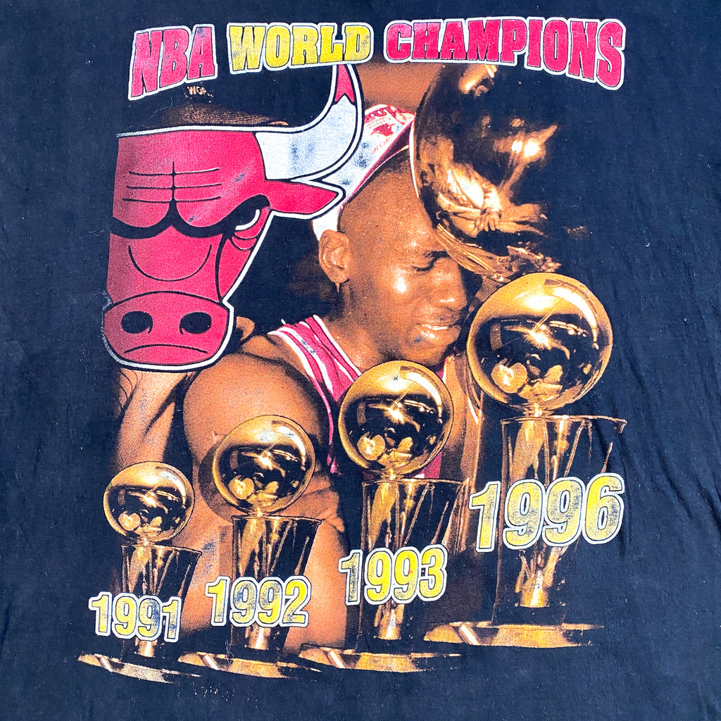 1996 CHICAGO BULLS WORLD CHAMPIONS VINTAGE T-SHIRT  Vintage tshirts,  Chicago bulls, 1996 chicago bulls
