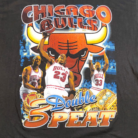 DRY ROT Vintage 1998 Chicago Bulls Double 3Peat Rap Tee T-Shirt
