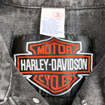 Vintage 90's Harley Davidson Motorcycle Black Denim Biker Jean Jacket