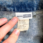 Vintage 90's Pacific Express Blue Denim Distressed Jean Jacket