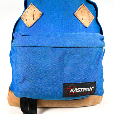 blue backpack with leather bottom Vintage 90's Eastpak Leather Bottom Blue Backpack – CobbleStore Vintage