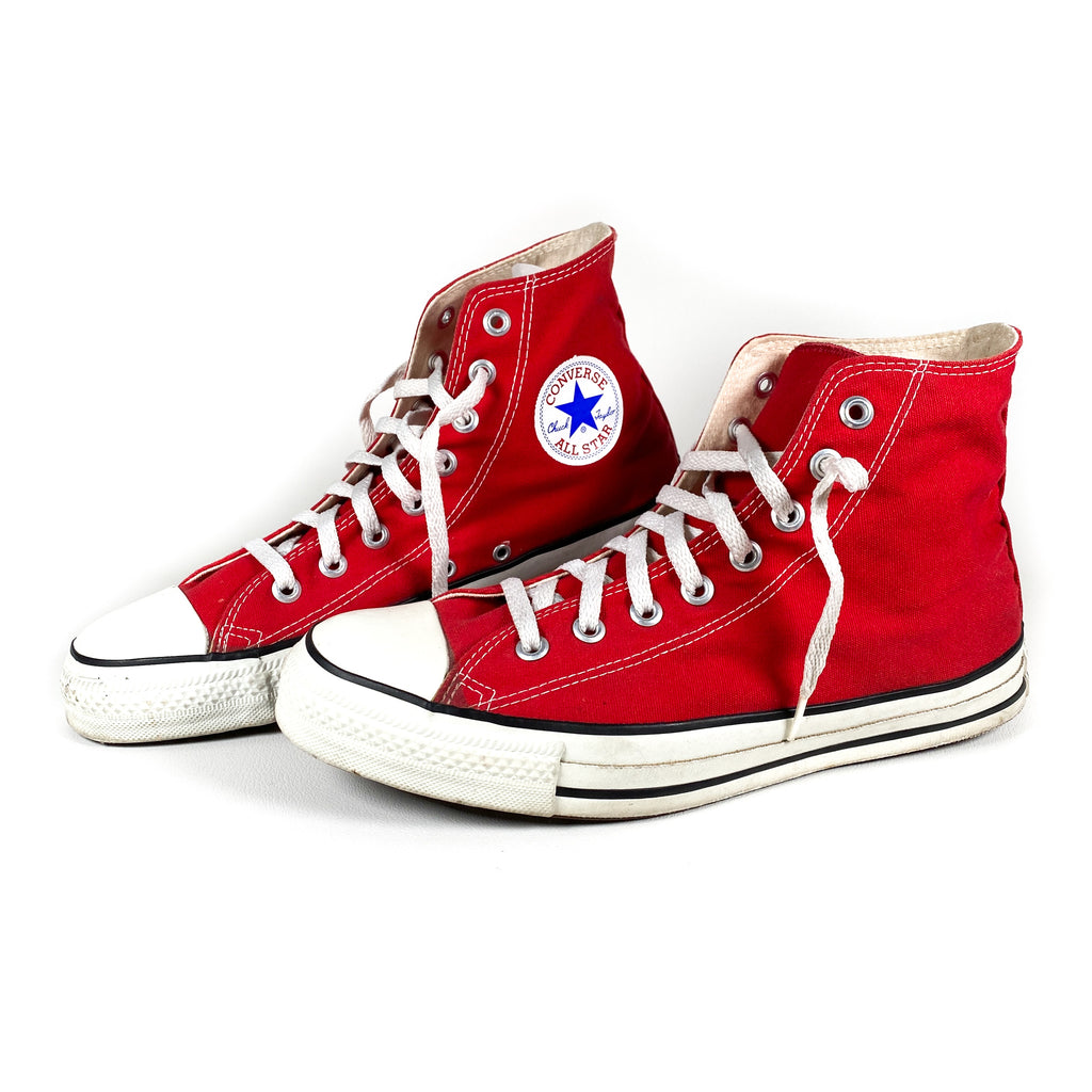 Vintage 90's Converse Red Chuck Taylor USA Made Hi-Top Size 9.5