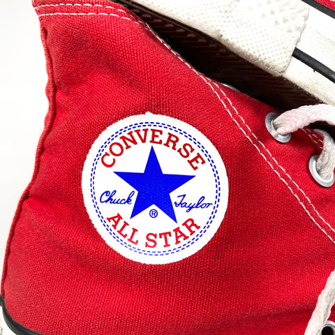 Vintage 90's Converse Red Chuck Taylor USA Made Hi-Top Size 9.5