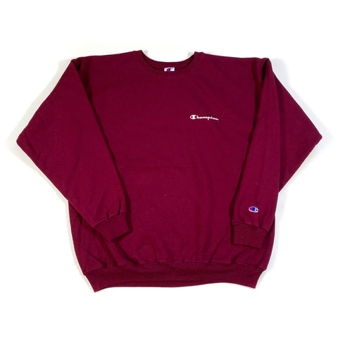 Vintage 90's Champion Brand Maroon Red Crewneck Sweatshirt