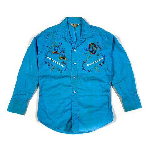 Vintage 60's Tex Son Pearl Snap Chainstitch Kids Western Button Down Shirt