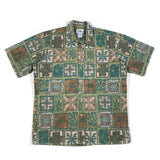 Vintage 90's Reyn Spooner Green Hawaiian Short Sleeve Button Down Shirt