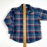 Vintage 80's Pendleton Youth XL Blue Plaid Wool Flannel Button Down Shirt