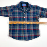 Vintage 80's Pendleton Youth XL Blue Plaid Wool Flannel Button Down Shirt