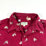 Vintage 80's LL Bean Maroon Red Mallard Duck Chamois Button Down Shirt