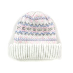 Vintage 80's Striped Winter White Beanie