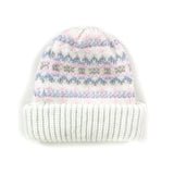 Vintage 80's Striped Winter White Beanie