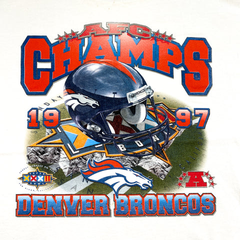 Starter Denver Broncos Graphic T-Shirt Usa 1999 Nfl 90S Tee White