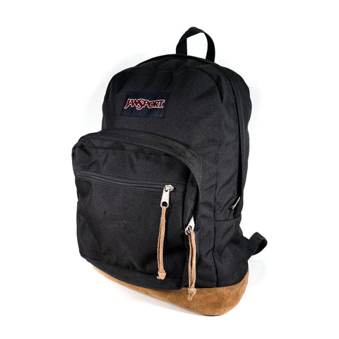 Modern Y2K Jansport Leather Bottom Black Backpack
