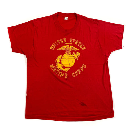 Vintage 80's Marine Corps USMC EGA Logo Red T-Shirt