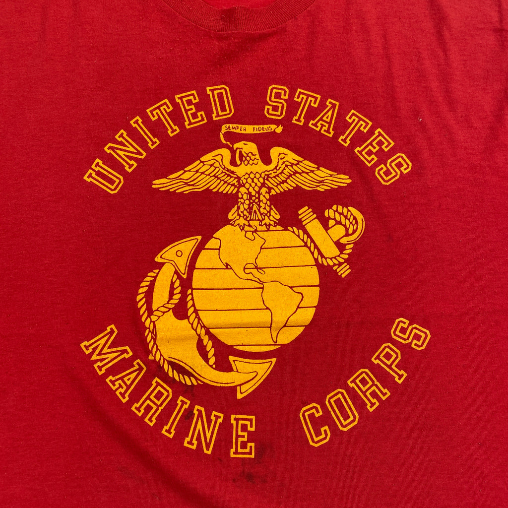 Vintage 80's Marine Corps USMC EGA Logo Red T-Shirt – CobbleStore 
