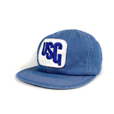 Vintage 80's K-Products Blue Cotton USG Patch USA Made Snapback Hat