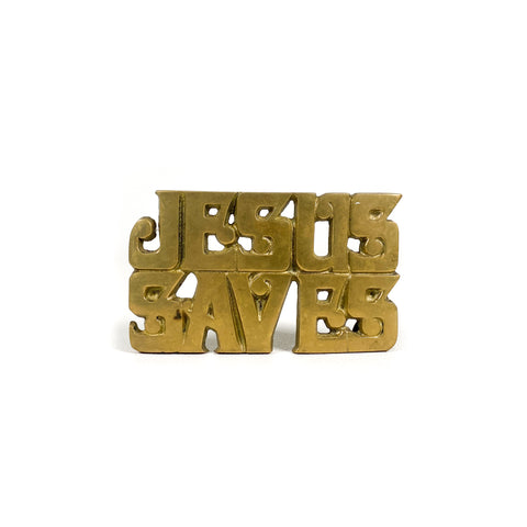 Vintage 80's Jesus Saves Brass Belt Buckle