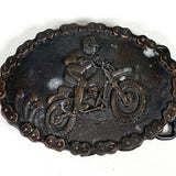 Vintage 80's Dirt Bike Motorcycle Brass Belt Buckle