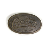 Vintage 80's Coca-Cola Five Cents Brass Belt Buckle