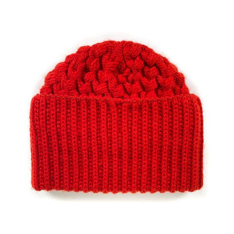 Vintage 70's Knit Red Cuffed Beanie