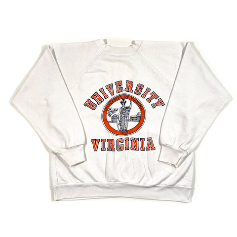 Vintage 80's UVA Virginia Cavaliers Raglan White Crewneck Sweatshirt