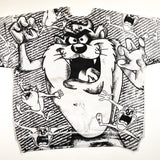 Vintage 1991 Taz Looney Tunes Raglan All Over Print Crewneck Sweatshirt