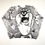 Vintage 1991 Taz Looney Tunes Raglan All Over Print Crewneck Sweatshirt