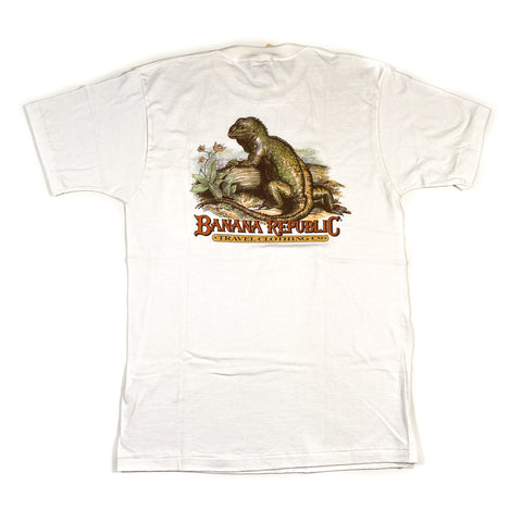 Vintage 90's Banana Republic Iguana Safari Travel White Pocket T-Shirt