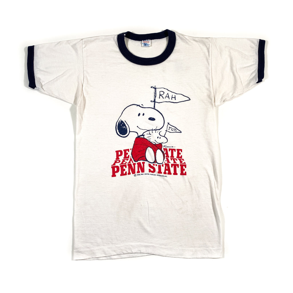 Vintage 80's Snoopy Penn State PSU Schulz Champion Blue Bar T