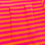 Vintage 90's Lands End Pink Orange Striped USA Made Pocket T-Shirt