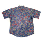 Vintage 1994 Floral Blue Short Sleeve Hawaiian Button Down Shirt