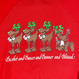 Vintage 80's Drunk Reindeer Christmas Crewneck Sweatshirt