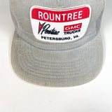 Vintage 80's Pontiac Rountree GMC Trucks Petersburg Corduroy Trucker Hat