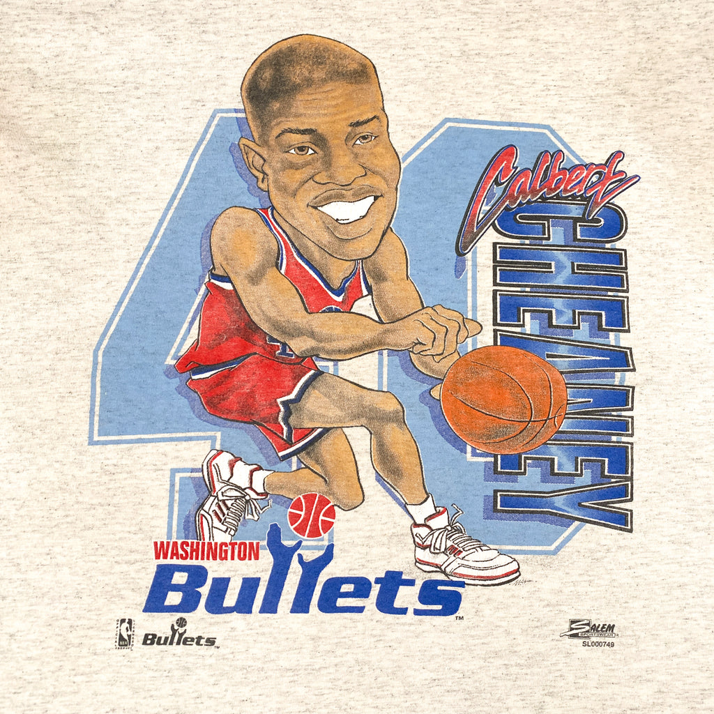 Vintage 90's Washington Bullets Calbert Cheaney Salem Sportswear T