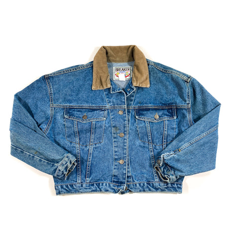 Vintage 80's Breaker Denim Cropped Jean Jacket