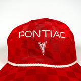 Vintage 90's Pontiac Red Checkerboard Made in USA Rope Hat