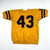 Vintage 80's Collegiate Striped Yellow 43 Short Sleeve Crewneck Sweatshirt