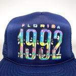 Vintage 1992 Florida Souvenir Tourist Beach Shop Blue Trucker Hat