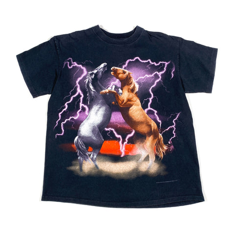 Vintage 1994 3D Emblem Horses Lightning Bike Week T-Shirt