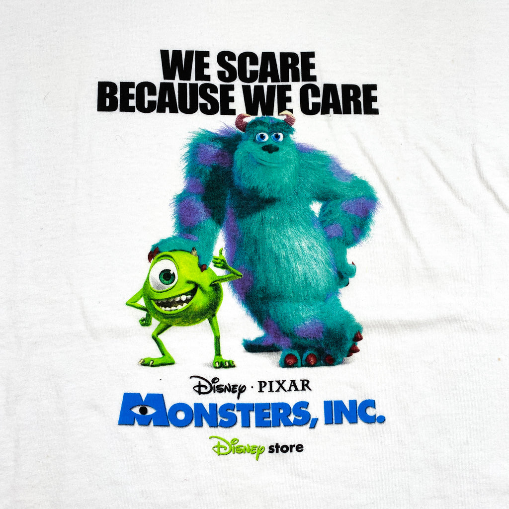 monsters inc we scare because we care Vintage 2001 Monsters Inc. Disney Pixar Movie Promo Youth Large T-Shir – CobbleStore Vintage