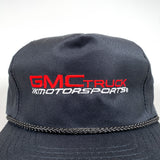 Vintage 90's GMC Truck Motorsports Black Snapback Rope Hat