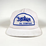 Vintage 80's Bonham Oil Company White Made in USA Trucker Hat