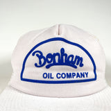 Vintage 80's Bonham Oil Company White Made in USA Trucker Hat